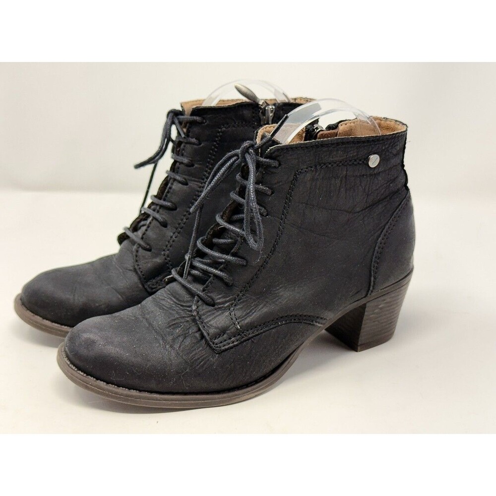 Zamsh Black leather boots bootie EU39 8.5‎